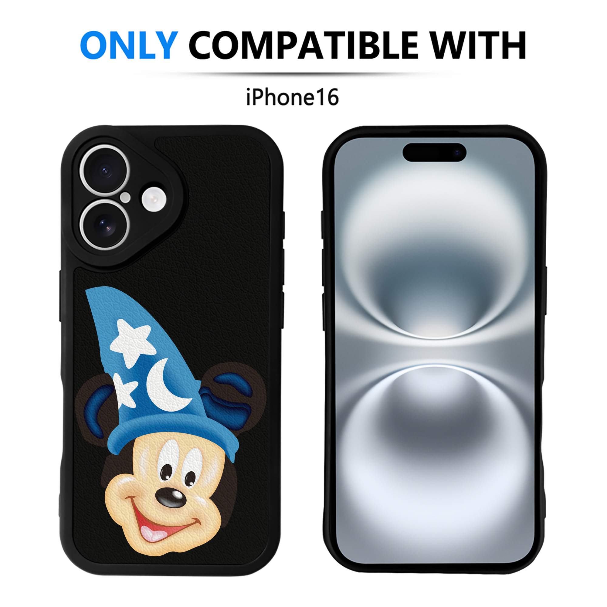 （画像用） ミッキーマウス Mickey Mouse 【iPhone 16シリーズ対応】シリコンスマホケース（レザー調） 材質：シリコン